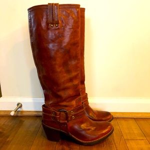 Womens Frye 77848 Brown Knee-High Boots Harness 6M